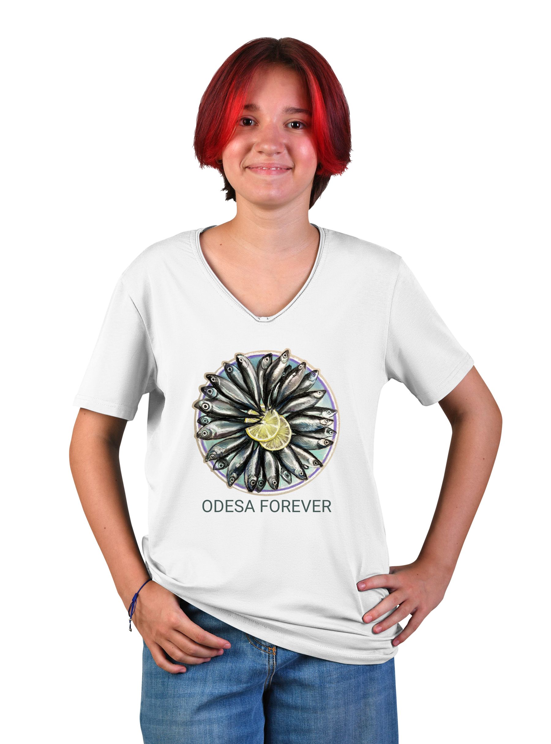 Футболка підліткова для дівчини "Odessa forever", v-подібний виріз