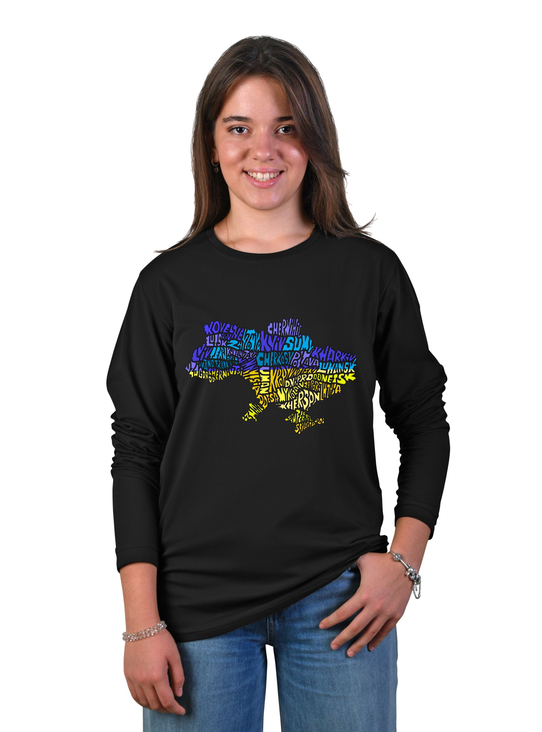 Футболка підліткова для дівчини "Ukraine", довгий рукав