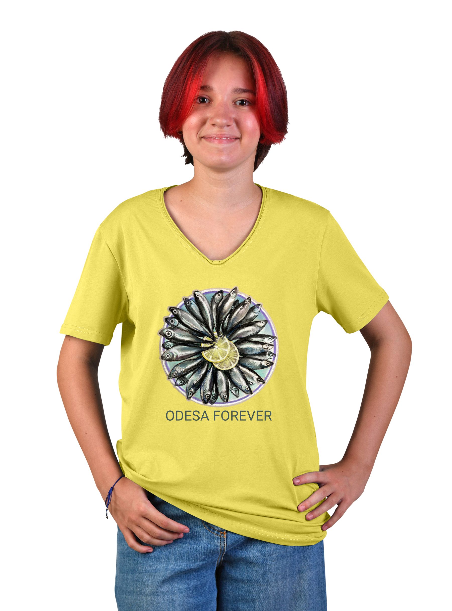 Футболка підліткова для дівчини "Odessa forever", v-подібний виріз