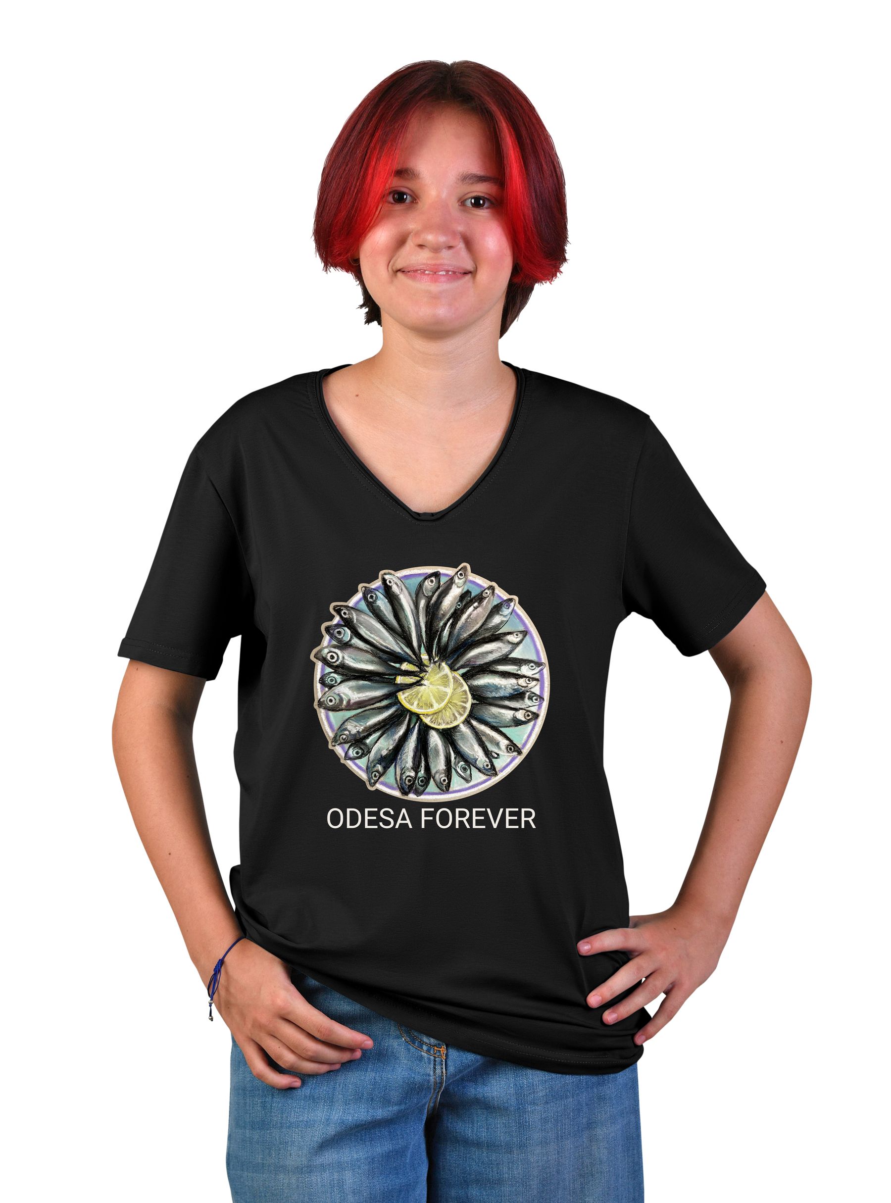 Футболка підліткова для дівчини "Odessa forever", v-подібний виріз
