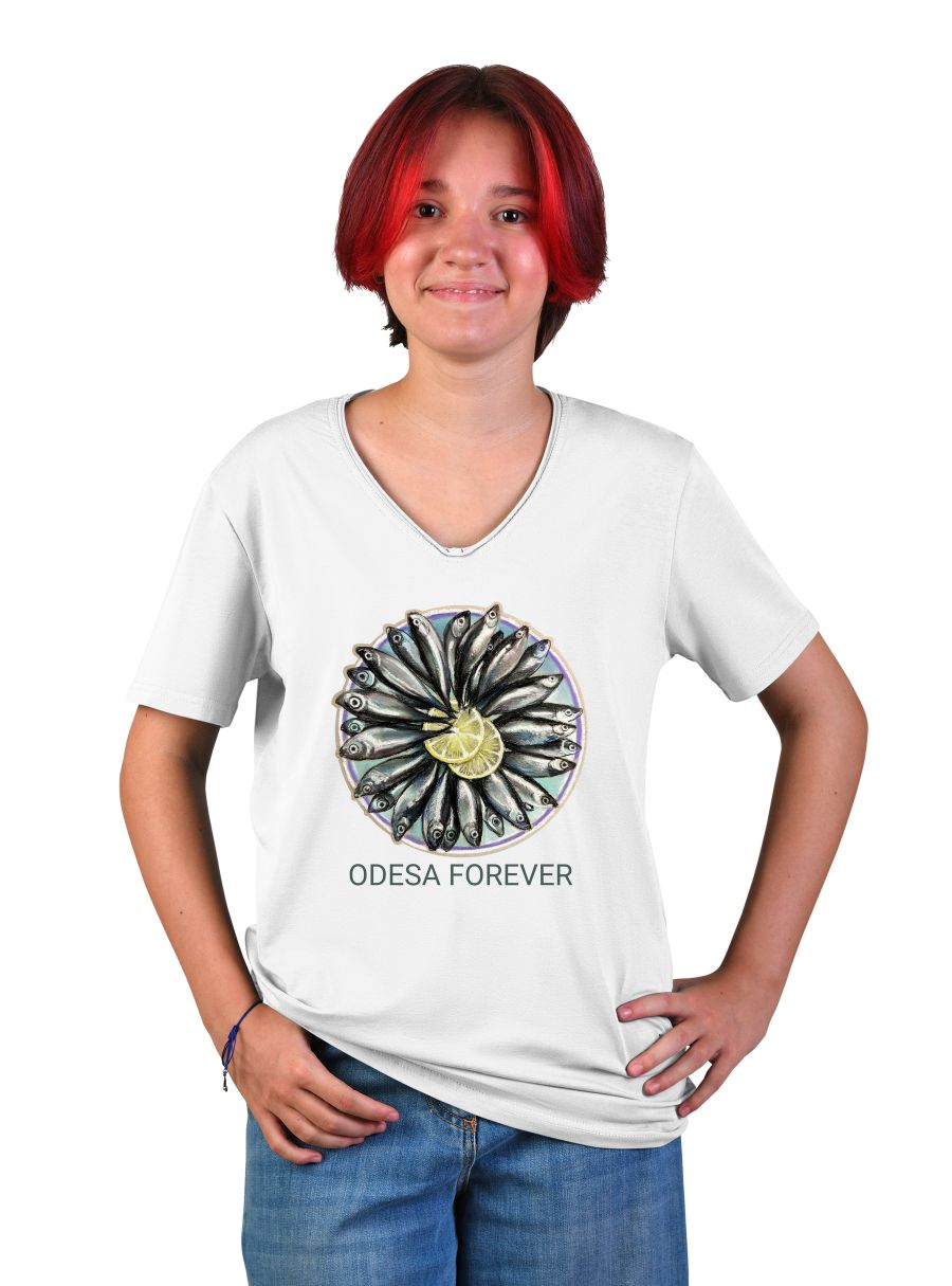 Футболка підліткова для дівчини "Odessa forever", v-подібний виріз